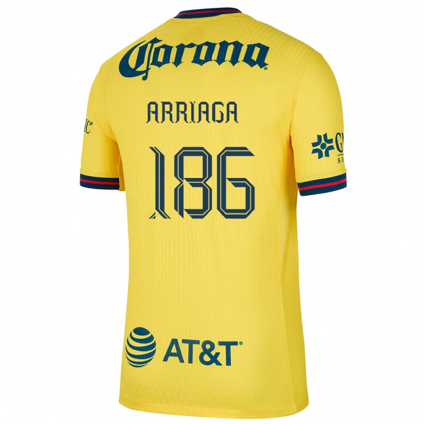 Men Football Diego Arriaga #186 Yellow Blue Home Jersey 2024/25 T-Shirt Nz