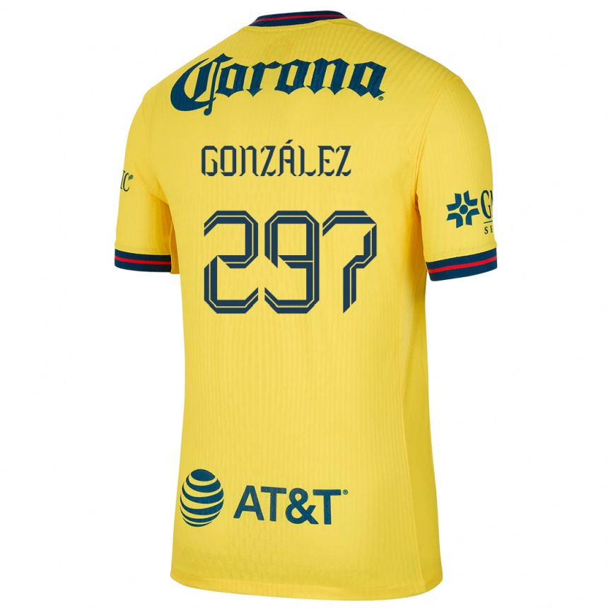 Men Football Océlotl González #297 Yellow Blue Home Jersey 2024/25 T-Shirt Nz