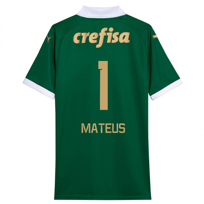 Men Football Mateus #1 Green White Home Jersey 2024/25 T-Shirt Nz