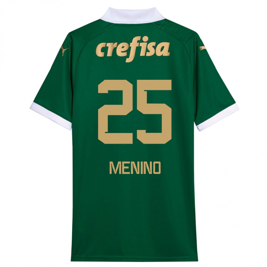 Men Football Gabriel Menino #25 Green White Home Jersey 2024/25 T-Shirt Nz