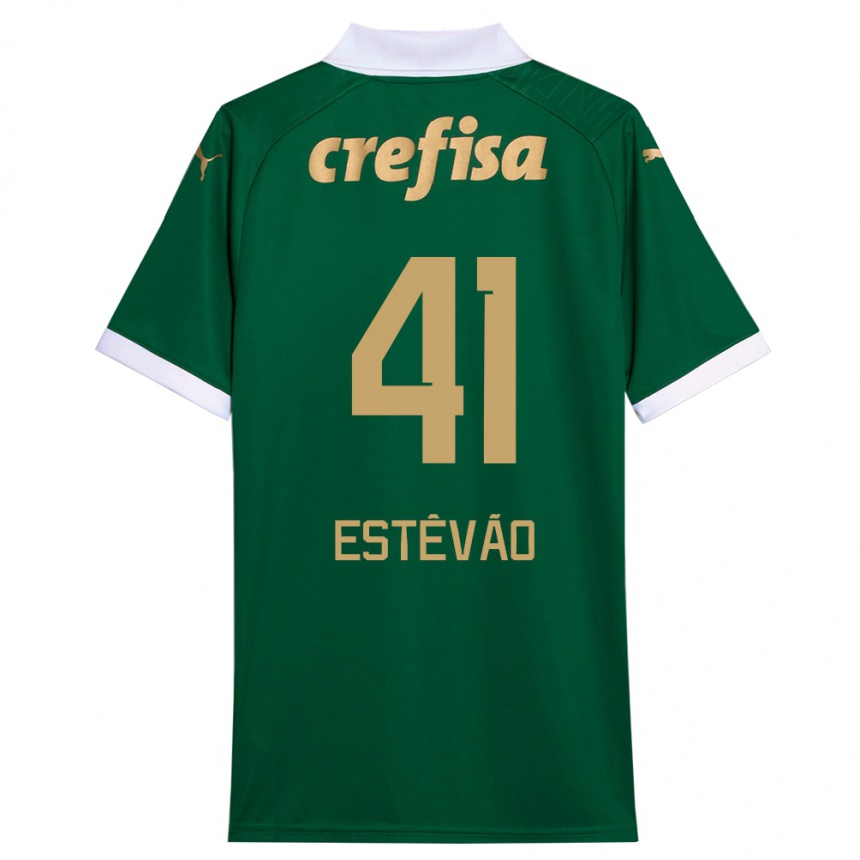 Men Football Estêvão #41 Green White Home Jersey 2024/25 T-Shirt Nz