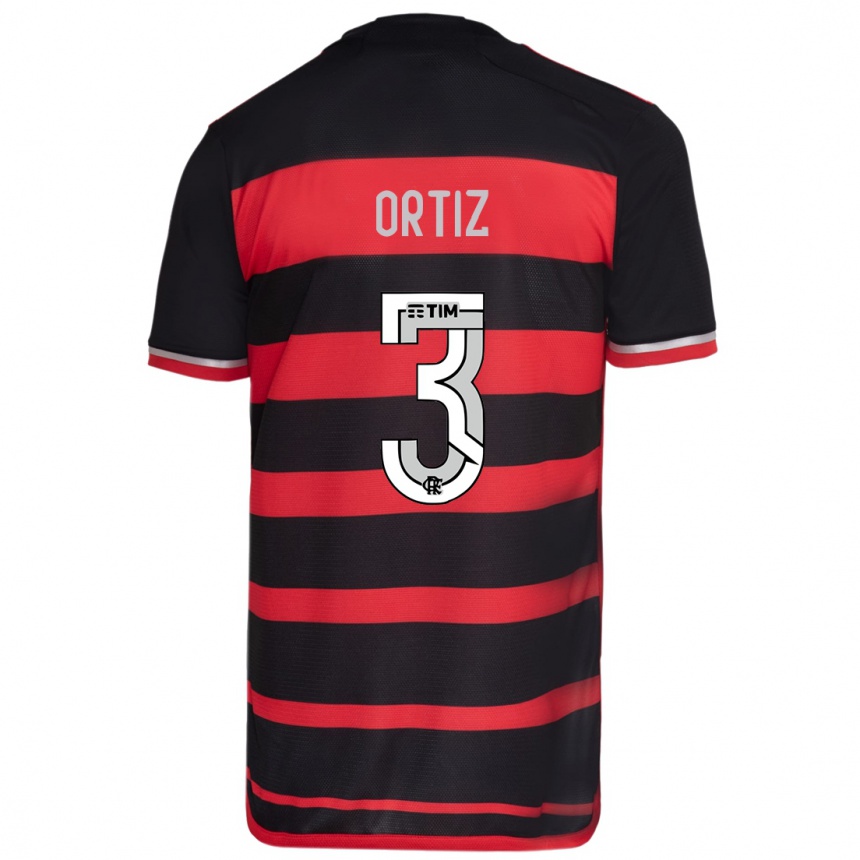 Men Football Léo Ortiz #3 Red Black Home Jersey 2024/25 T-Shirt Nz