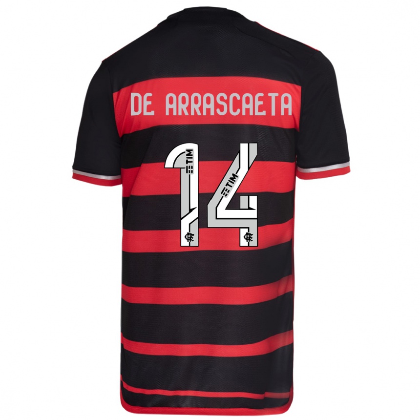 Men Football Giorgian De Arrascaeta #14 Red Black Home Jersey 2024/25 T-Shirt Nz