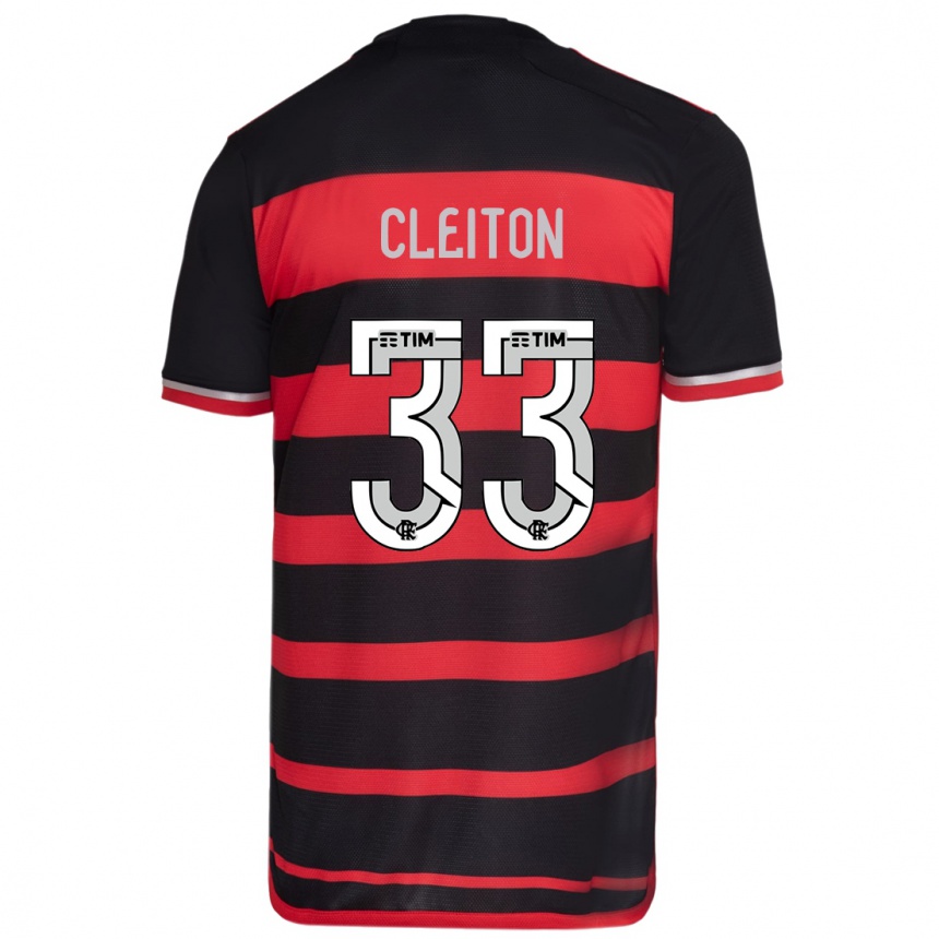 Men Football Cleiton #33 Red Black Home Jersey 2024/25 T-Shirt Nz