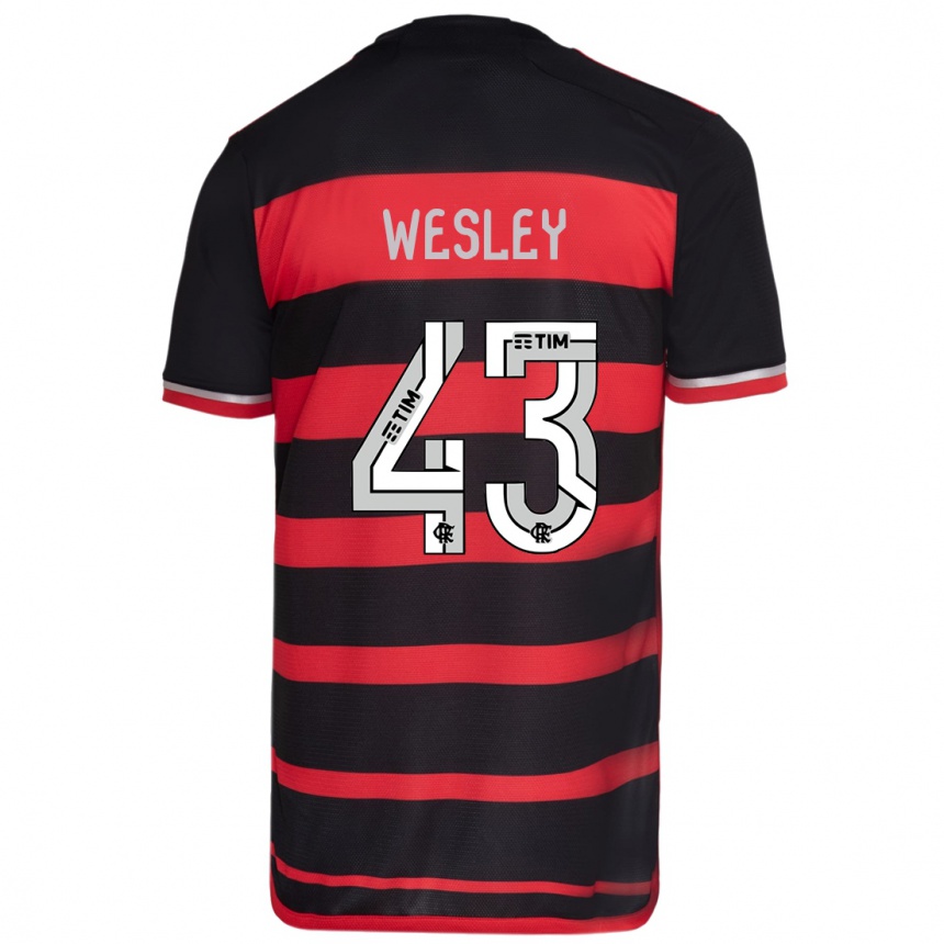 Men Football Wesley #43 Red Black Home Jersey 2024/25 T-Shirt Nz