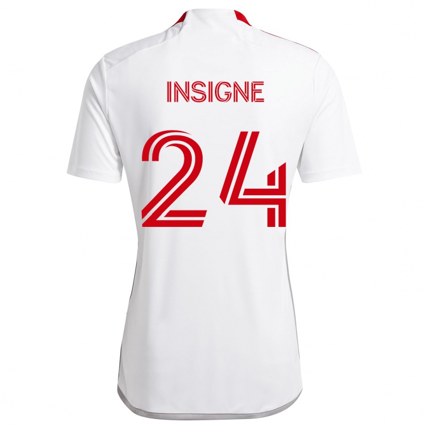 Men Football Lorenzo Insigne #24 White Red Away Jersey 2024/25 T-Shirt Nz