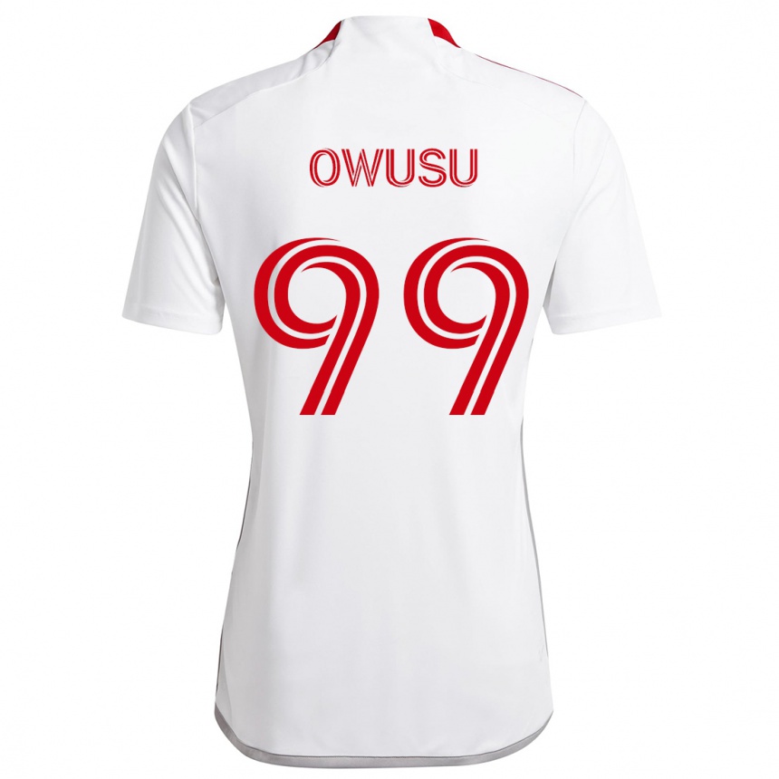 Men Football Prince Osei Owusu #99 White Red Away Jersey 2024/25 T-Shirt Nz