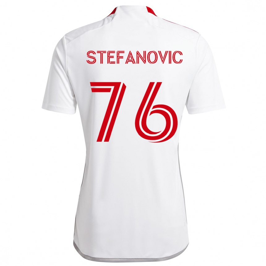 Men Football Lazar Stefanovic #76 White Red Away Jersey 2024/25 T-Shirt Nz