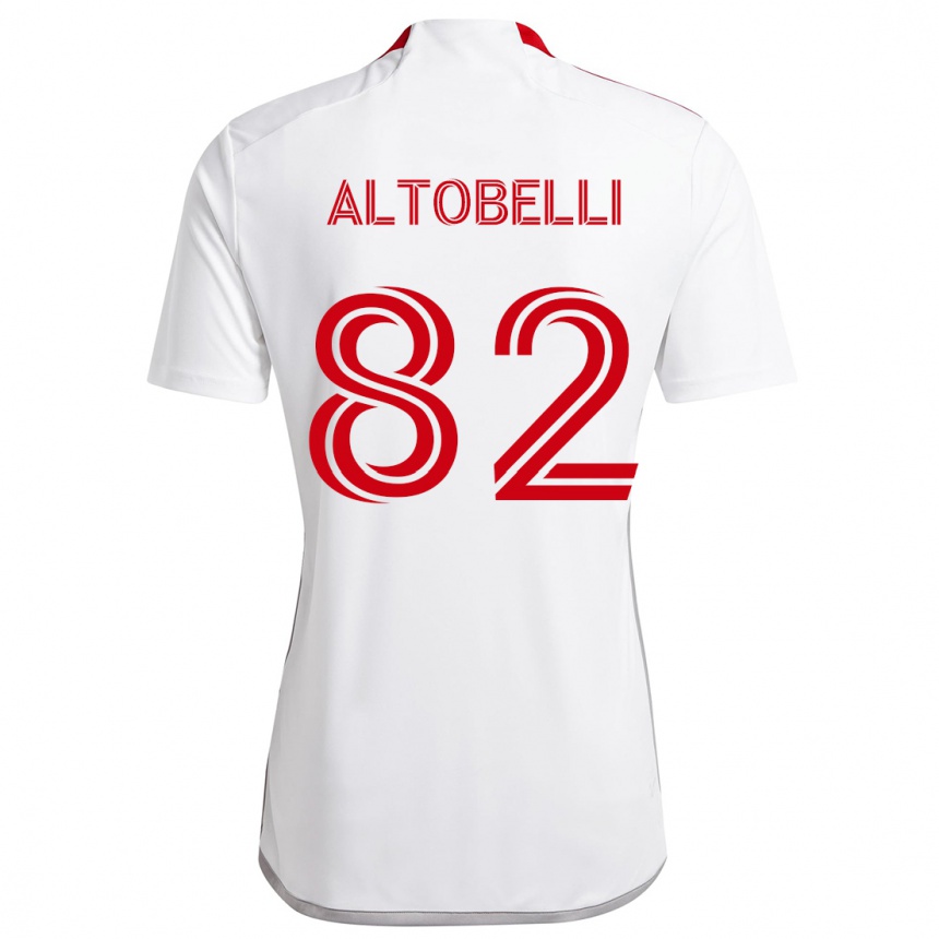 Men Football Julian Altobelli #82 White Red Away Jersey 2024/25 T-Shirt Nz