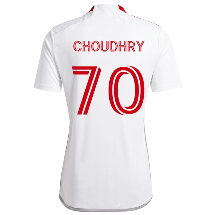 Men Football Benjamin Choudhry #70 White Red Away Jersey 2024/25 T-Shirt Nz