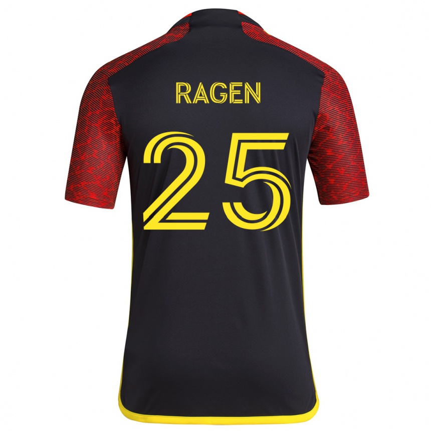 Men Football Jackson Ragen #25 Red Black Away Jersey 2024/25 T-Shirt Nz