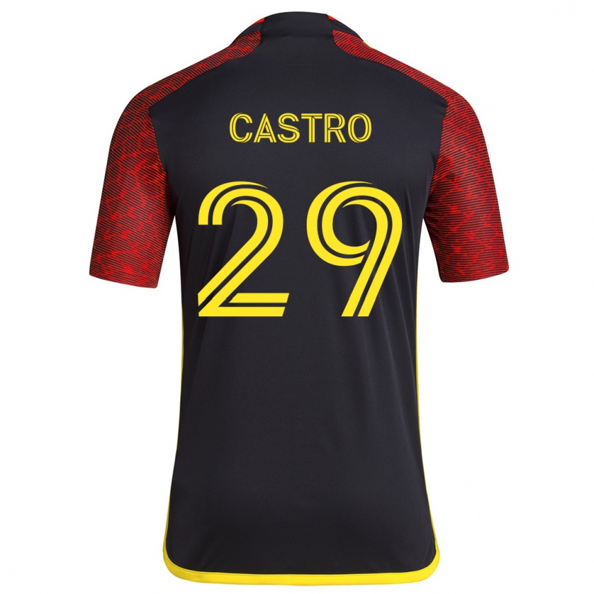 Men Football Jacob Castro #29 Red Black Away Jersey 2024/25 T-Shirt Nz