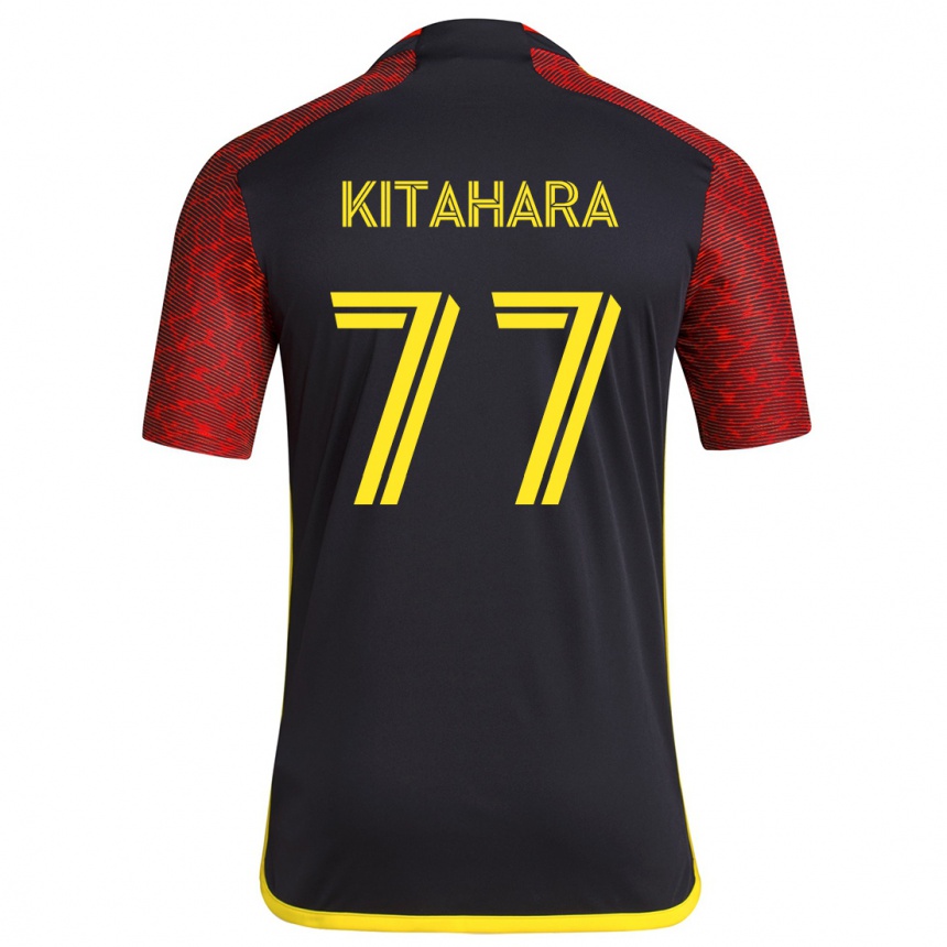 Men Football Sota Kitahara #77 Red Black Away Jersey 2024/25 T-Shirt Nz