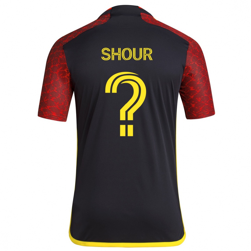 Men Football Mohammed Shour #0 Red Black Away Jersey 2024/25 T-Shirt Nz