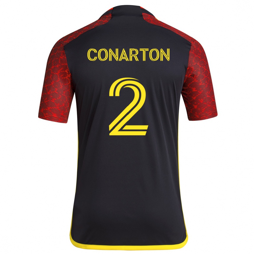 Men Football Alyssa Conarton #2 Red Black Away Jersey 2024/25 T-Shirt Nz