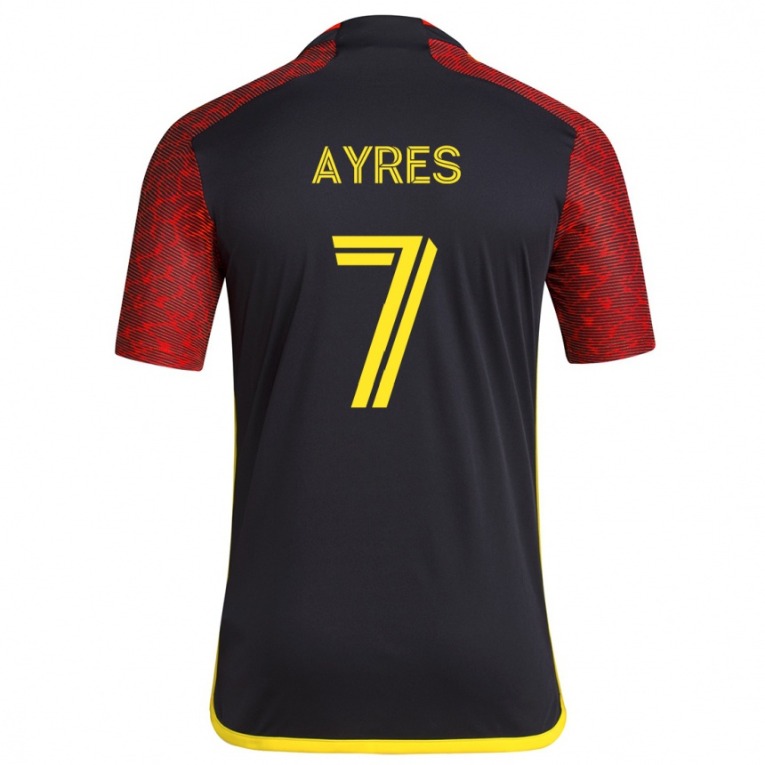 Men Football Melina Ayres #7 Red Black Away Jersey 2024/25 T-Shirt Nz