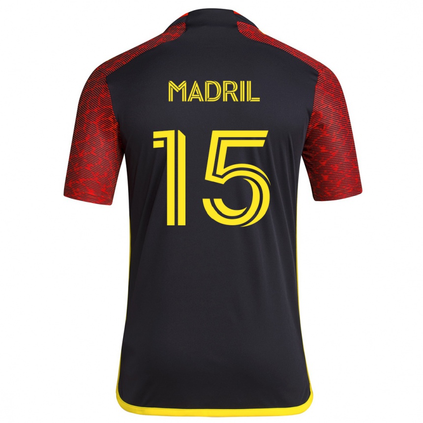 Men Football Emily Madril #15 Red Black Away Jersey 2024/25 T-Shirt Nz