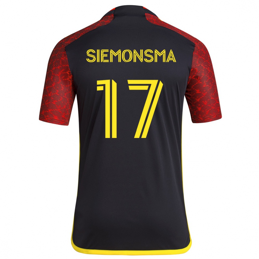 Men Football Sianna Siemonsma #17 Red Black Away Jersey 2024/25 T-Shirt Nz