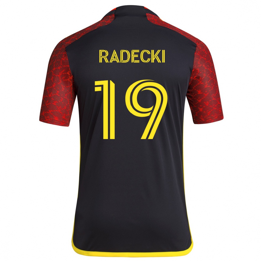 Men Football Taylor Radecki #19 Red Black Away Jersey 2024/25 T-Shirt Nz