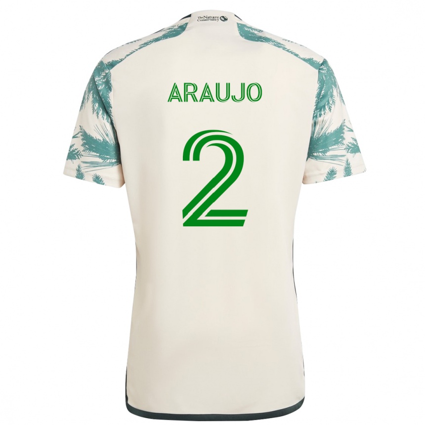 Men Football Miguel Araujo #2 Beige Brown Away Jersey 2024/25 T-Shirt Nz