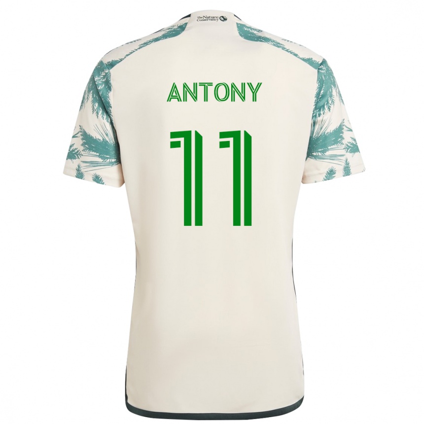 Men Football Antony #11 Beige Brown Away Jersey 2024/25 T-Shirt Nz