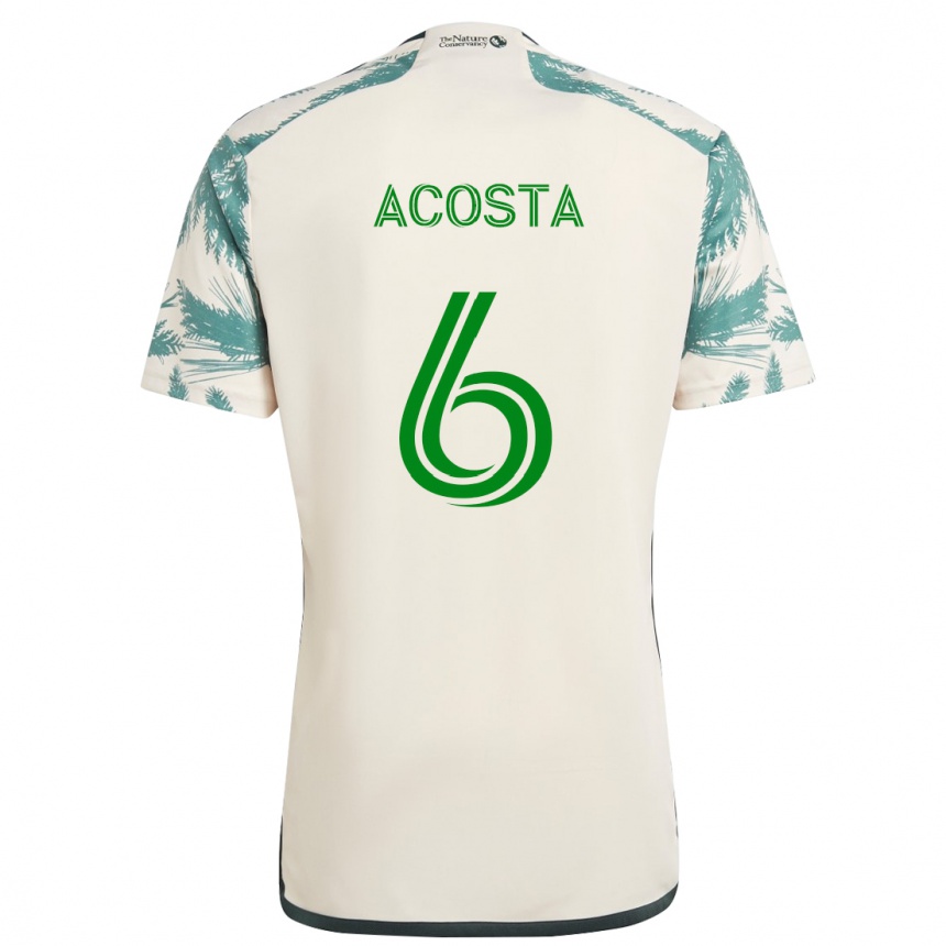 Men Football Bryan Acosta #6 Beige Brown Away Jersey 2024/25 T-Shirt Nz