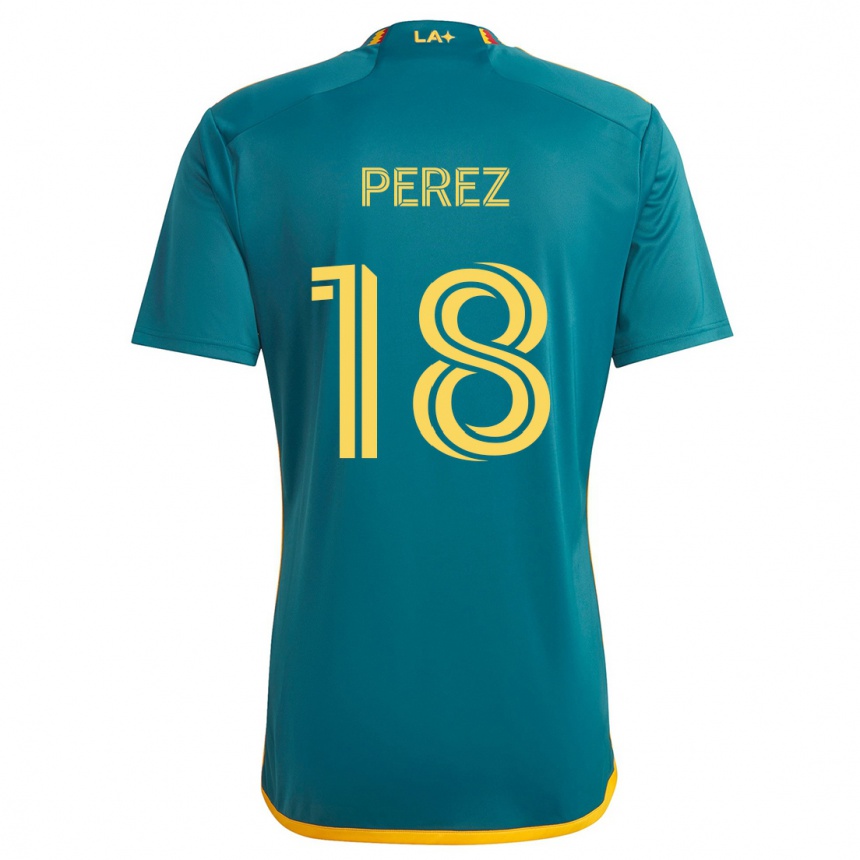 Men Football Jonathan Pérez #18 Green Yellow Away Jersey 2024/25 T-Shirt Nz