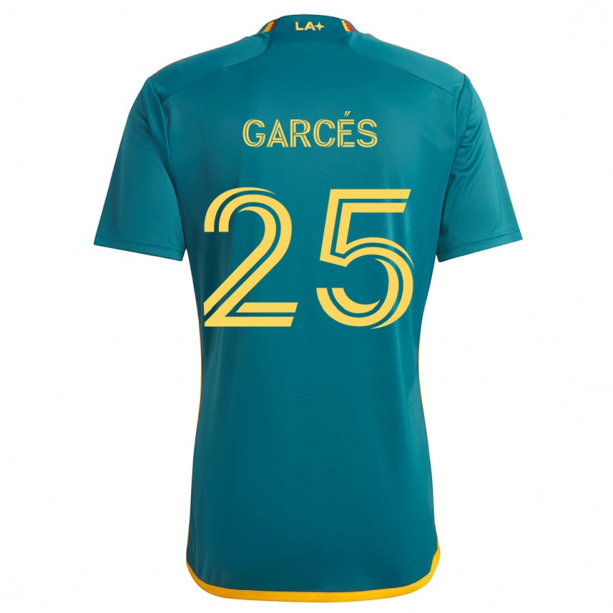 Men Football Carlos Garcés #25 Green Yellow Away Jersey 2024/25 T-Shirt Nz