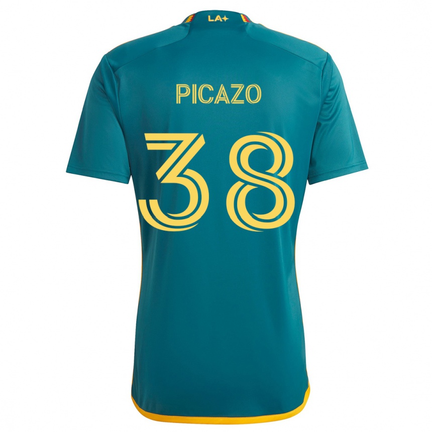 Men Football Axel Picazo #38 Green Yellow Away Jersey 2024/25 T-Shirt Nz