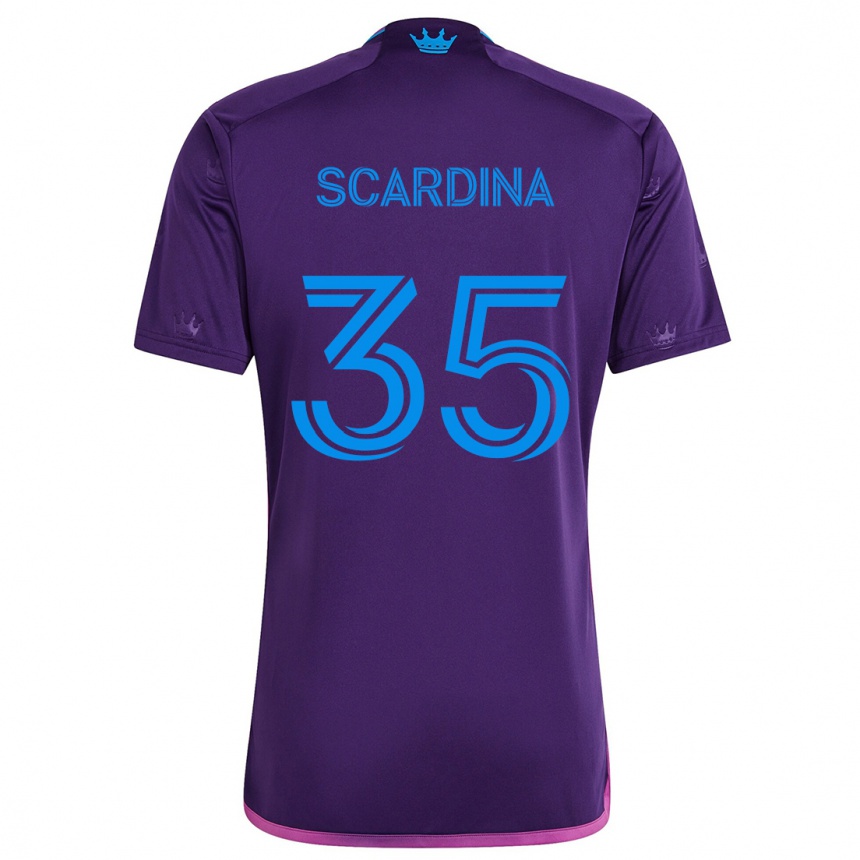 Men Football Nick Scardina #35 Purple Blue Away Jersey 2024/25 T-Shirt Nz