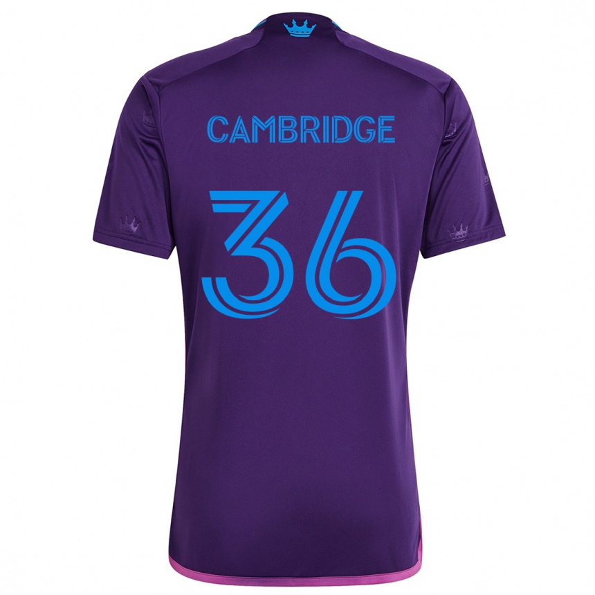 Men Football Brandon Cambridge #36 Purple Blue Away Jersey 2024/25 T-Shirt Nz