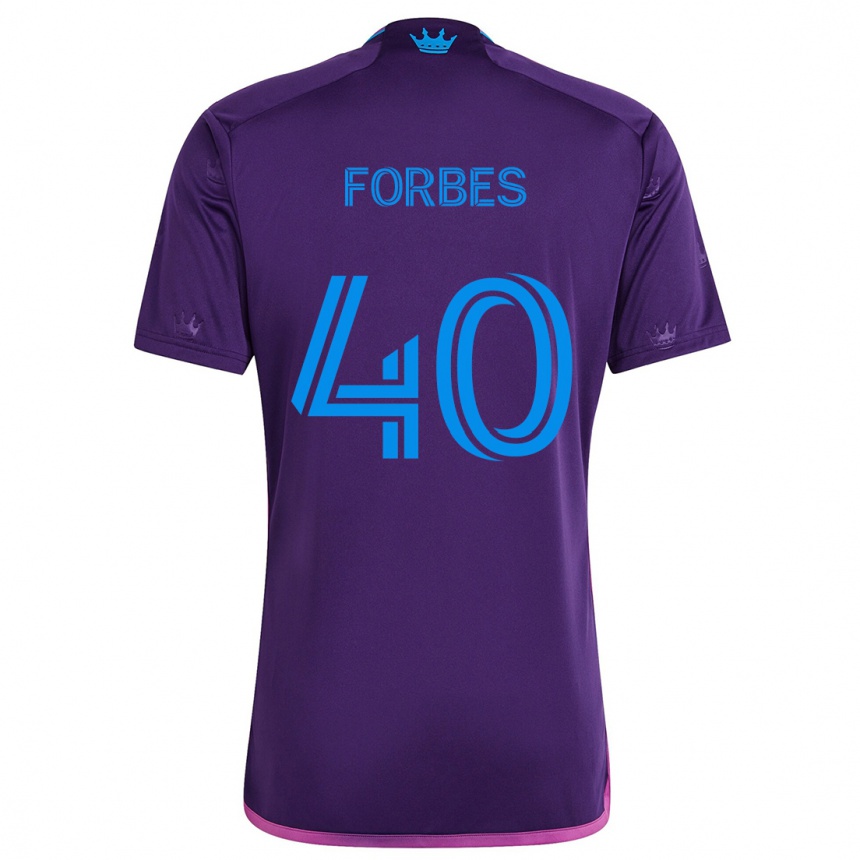 Men Football Jahlane Forbes #40 Purple Blue Away Jersey 2024/25 T-Shirt Nz