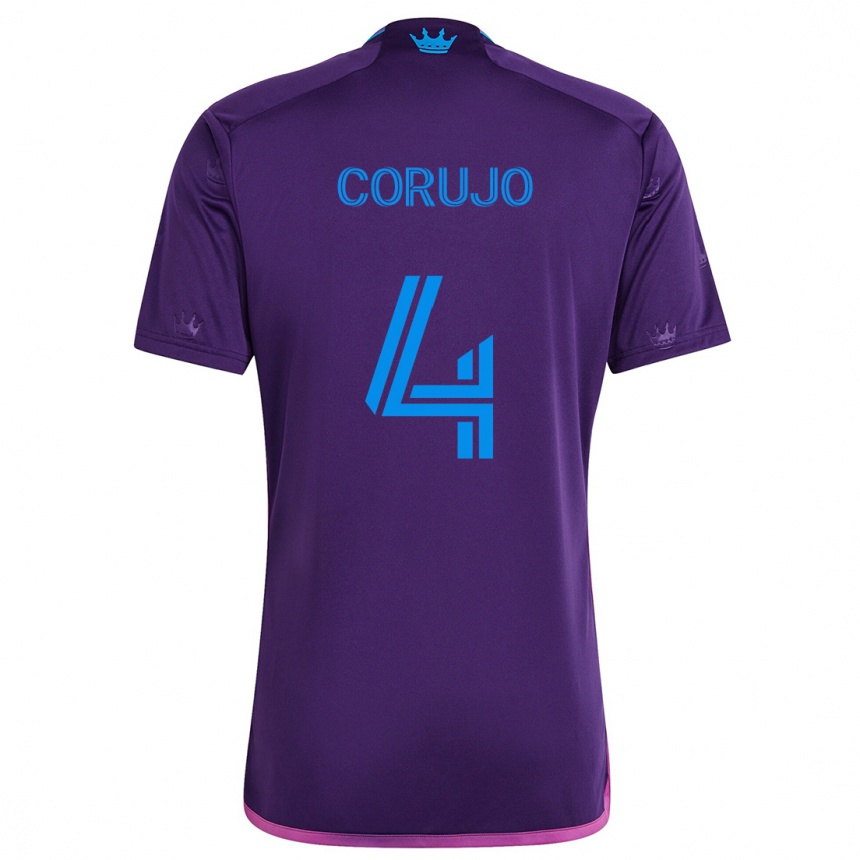 Men Football Guzmán Corujo #4 Purple Blue Away Jersey 2024/25 T-Shirt Nz