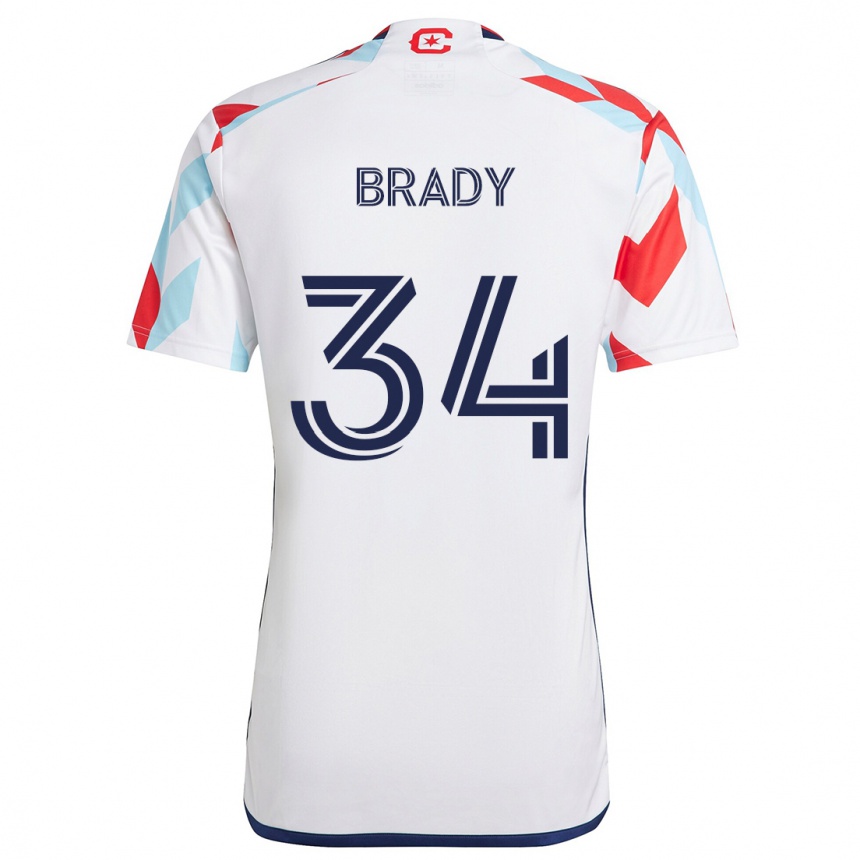 Men Football Chris Brady #34 White Red Blue Away Jersey 2024/25 T-Shirt Nz