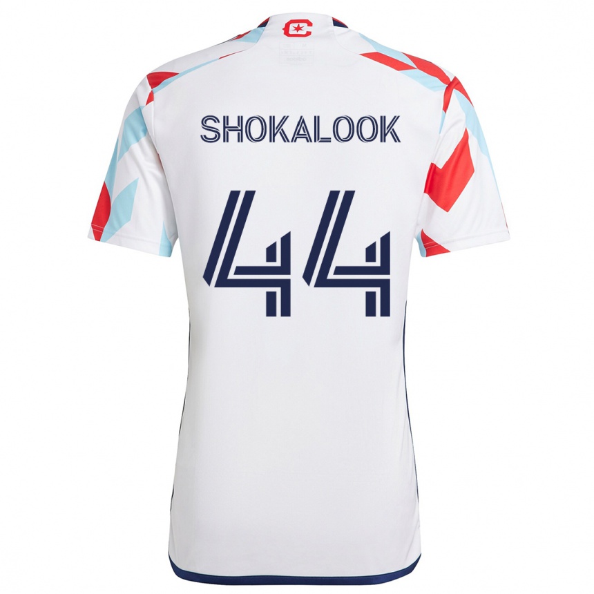 Men Football Jason Shokalook #44 White Red Blue Away Jersey 2024/25 T-Shirt Nz