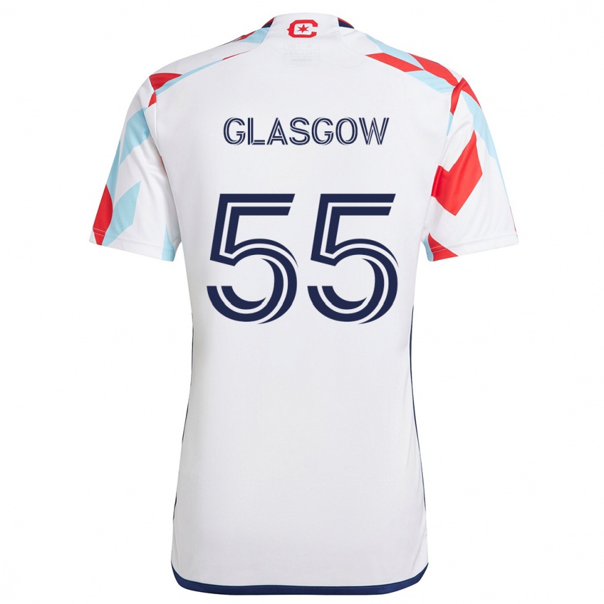 Men Football Omari Glasgow #55 White Red Blue Away Jersey 2024/25 T-Shirt Nz