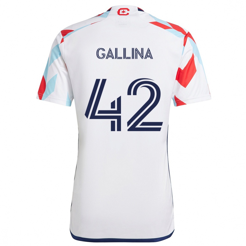 Men Football Henrique Gallina #42 White Red Blue Away Jersey 2024/25 T-Shirt Nz