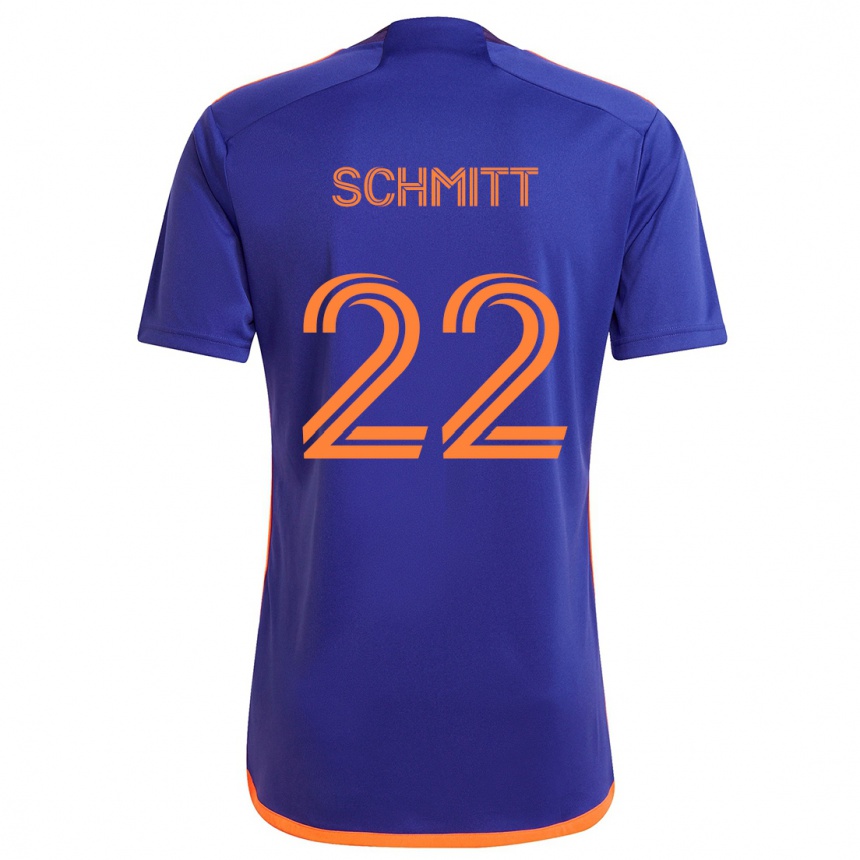 Men Football Tate Schmitt #22 Purple Orange Away Jersey 2024/25 T-Shirt Nz