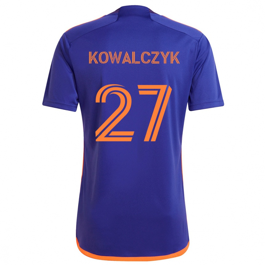 Men Football Sebastian Kowalczyk #27 Purple Orange Away Jersey 2024/25 T-Shirt Nz