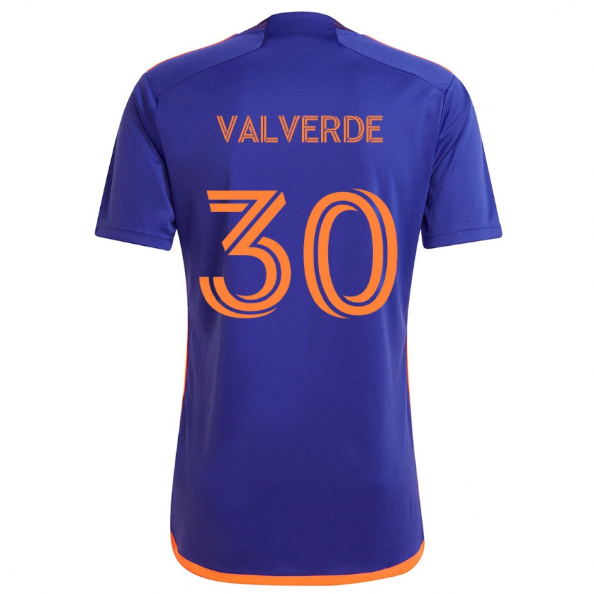 Men Football Jefferson Valverde #30 Purple Orange Away Jersey 2024/25 T-Shirt Nz