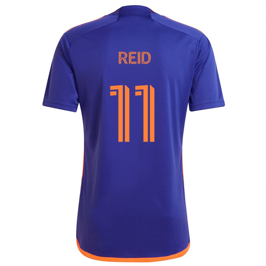 Men Football Isaiah Reid #11 Purple Orange Away Jersey 2024/25 T-Shirt Nz