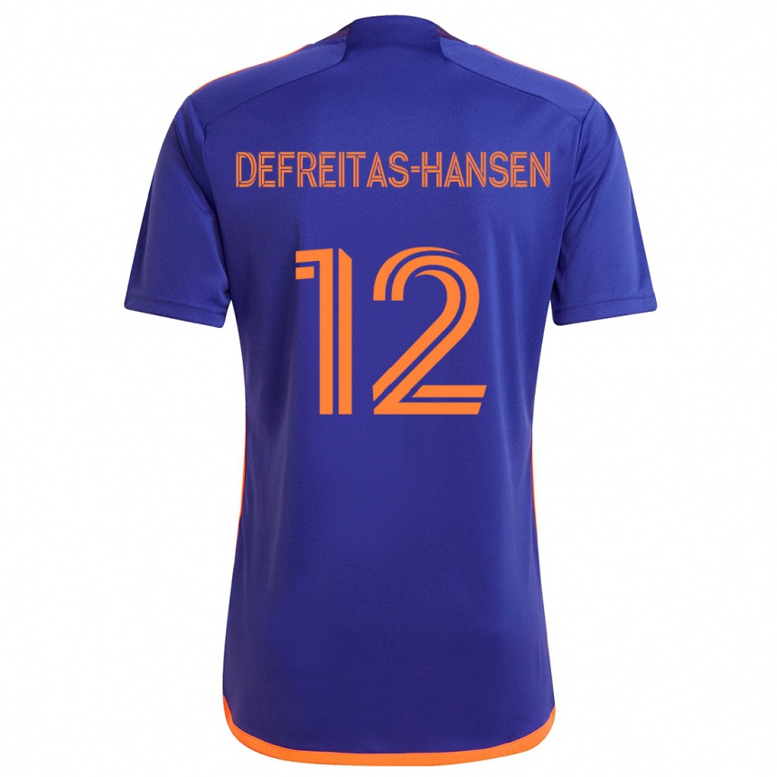 Men Football Nicholas Defreitas-Hansen #12 Purple Orange Away Jersey 2024/25 T-Shirt Nz