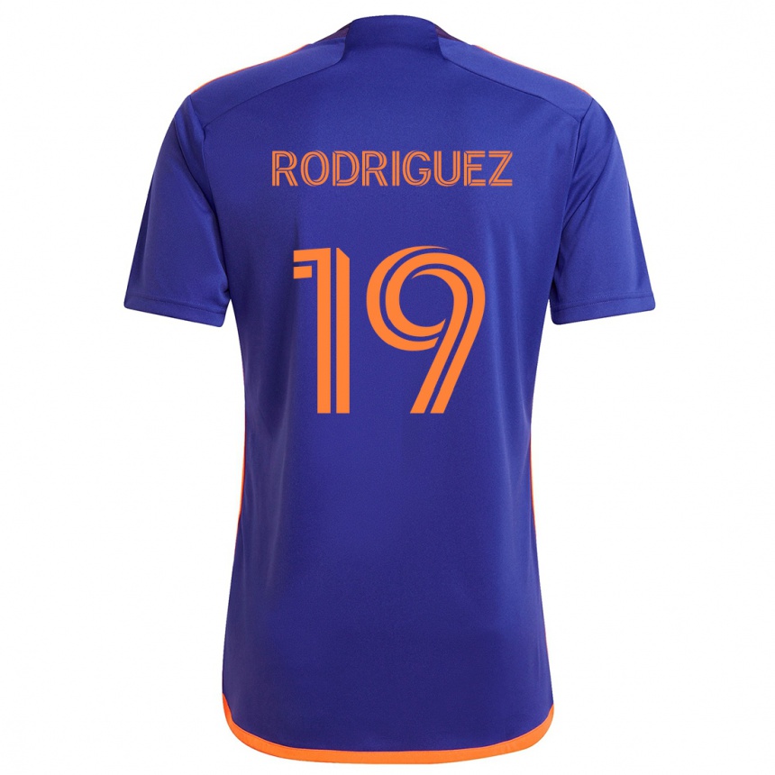 Men Football Sebastian Rodriguez #19 Purple Orange Away Jersey 2024/25 T-Shirt Nz