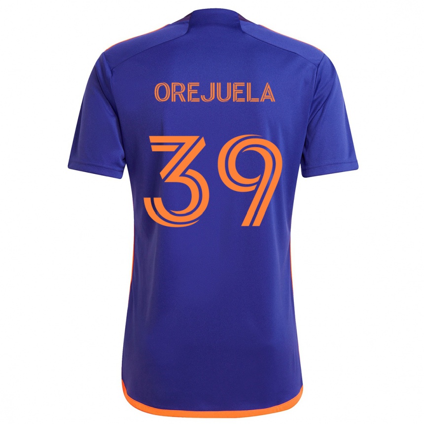 Men Football Jesus Orejuela #39 Purple Orange Away Jersey 2024/25 T-Shirt Nz