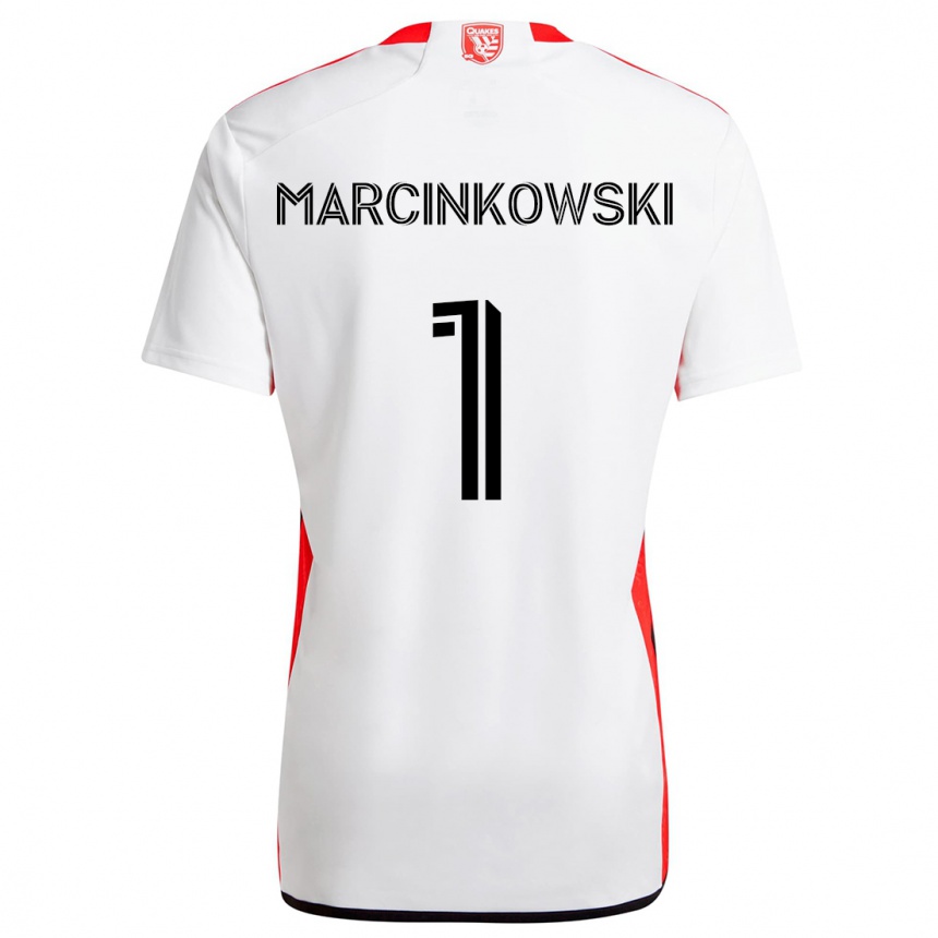 Men Football Jt Marcinkowski #1 White Red Away Jersey 2024/25 T-Shirt Nz