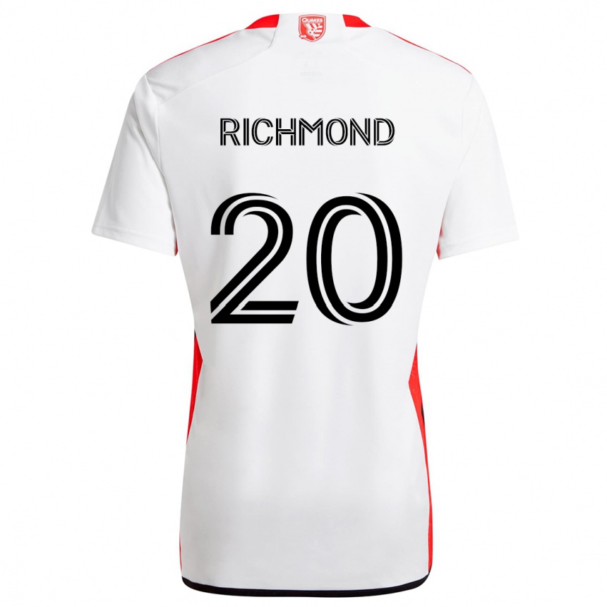 Men Football Will Richmond #20 White Red Away Jersey 2024/25 T-Shirt Nz