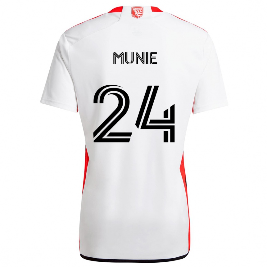 Men Football Daniel Munie #24 White Red Away Jersey 2024/25 T-Shirt Nz