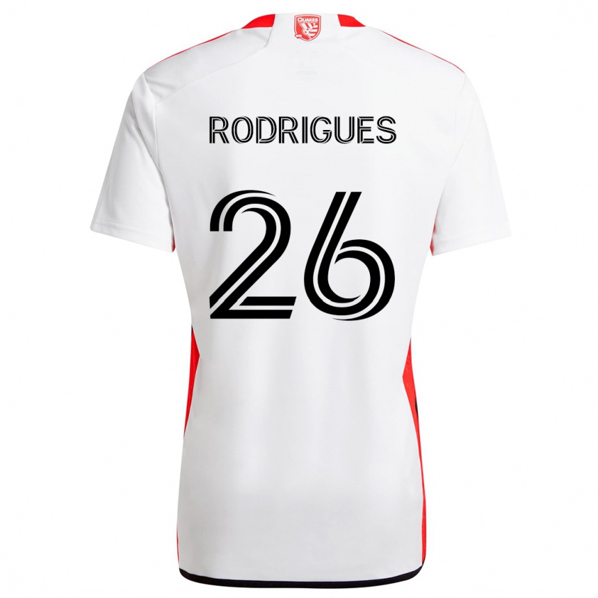 Men Football Rodrigues #26 White Red Away Jersey 2024/25 T-Shirt Nz