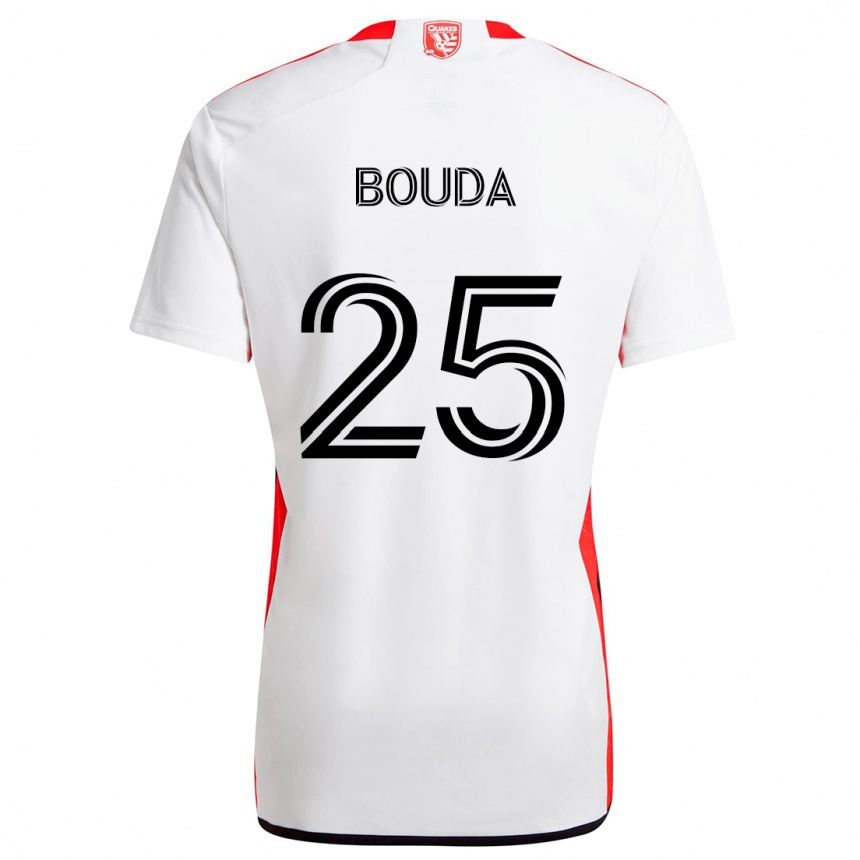 Men Football Ousseni Bouda #25 White Red Away Jersey 2024/25 T-Shirt Nz