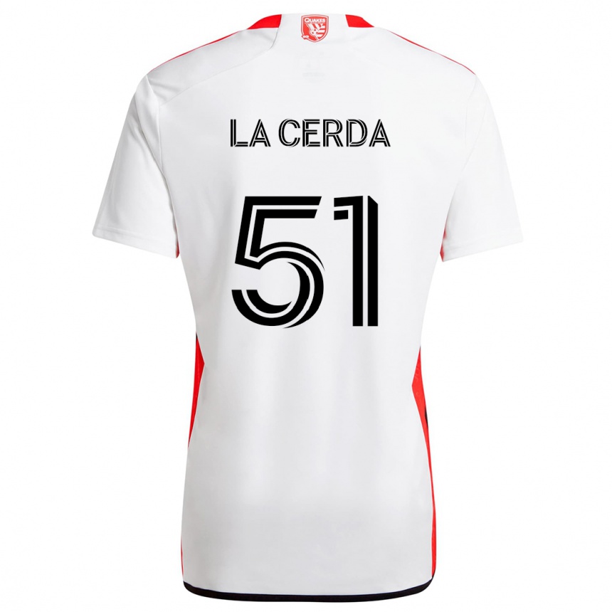 Men Football Eric De La Cerda #51 White Red Away Jersey 2024/25 T-Shirt Nz